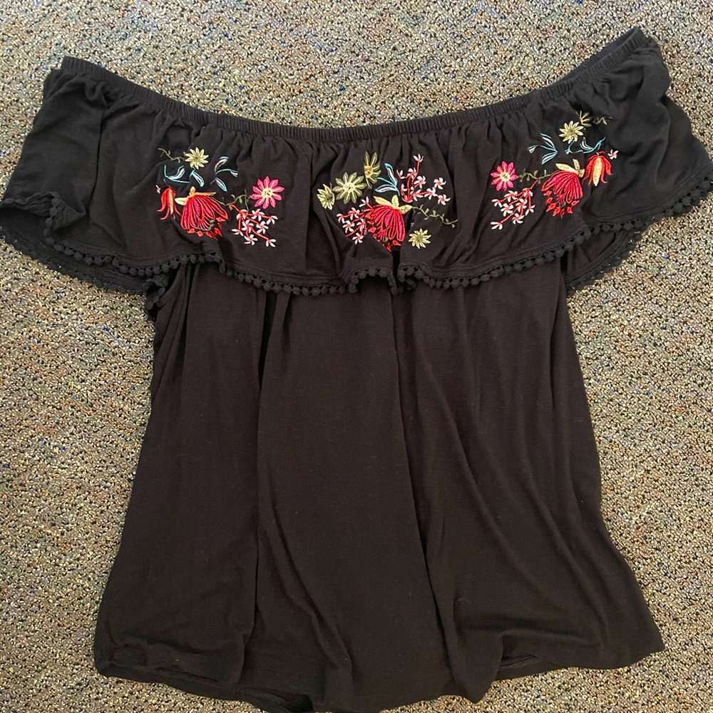 Off the Shoulder Black Top